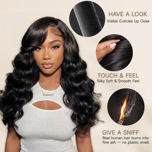 30 Inch Body Wave Lace Front Wigs Human Hair 200 Density HD Lace Frontal Wigs Human Hair Pre Plucked 13X6 Human Hair Wig Wig for Women Bleached Knots Real Virgin Hair